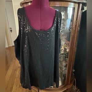 Lane Bryant Sequin Black Sleeveless Top